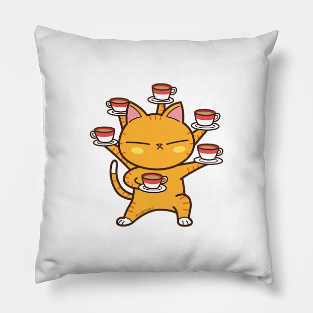 coffee tai chi (Orange version) Pillow by doodletales