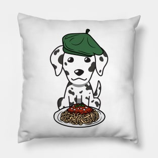 Dog eating Spaghetti - dalmatian Pillow