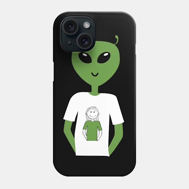 Alien Human T-shirt-T-shirt , Long hair (Dark backgrounds Phone Case by Markadesign