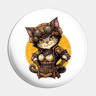 Female Steampunk Mechanic Cat Pin