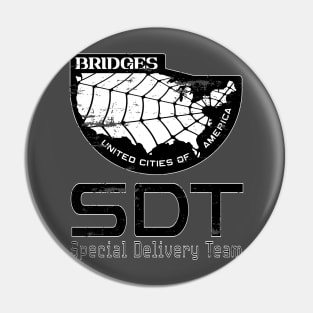 SDT logo - White border. Pin