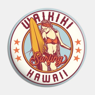 Vintage Surfing Badge for Waikiki, Hawaii Pin