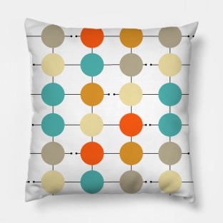 Colorful Circles On A Grid Mid Century Pattern Pillow