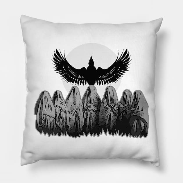 Ominous women of the mystical order of the executioner crow Pillow by Marccelus