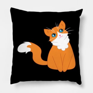 Orange and white fluffy cat Pillow