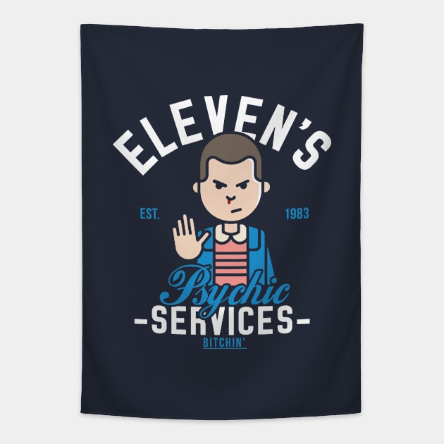 Stranger Things Elevens Psychic Services Tapestry by Rebus28
