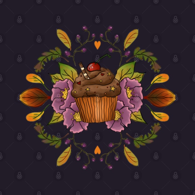 Autumnal chocolate cupcake by Wieskunde