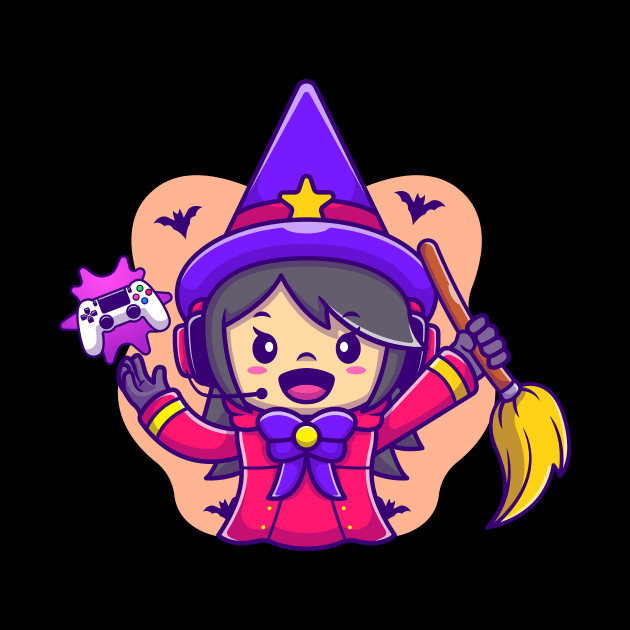 Cute Female Witch Gaming Cartoon by Catalyst Labs