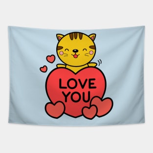 "Love You" Cat Tapestry