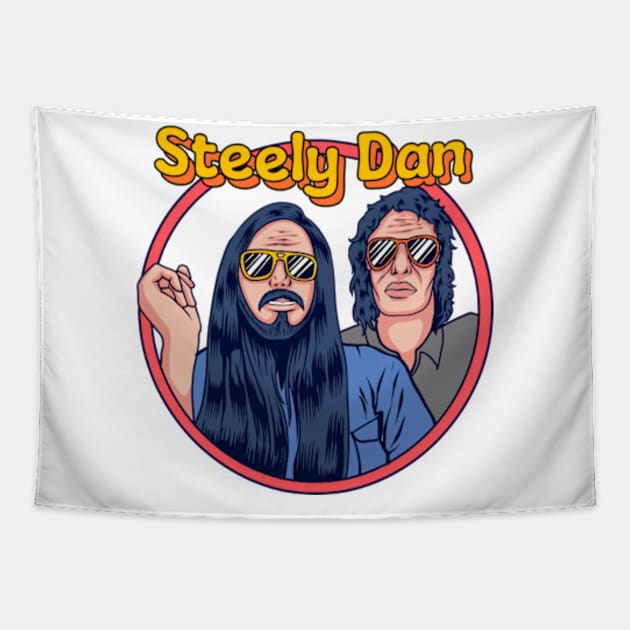 Retro Style Steely Dan Cartoon Design Tapestry by BlockersPixel