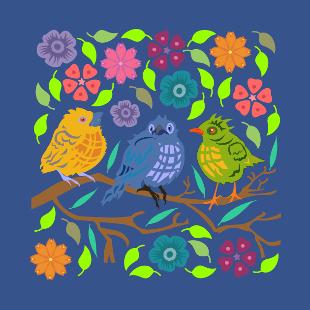 Three Birds on a Branch by evisionarts