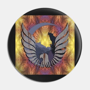 Native American Spiritual Nature Mountain Design, Eagle & Wolf Pin