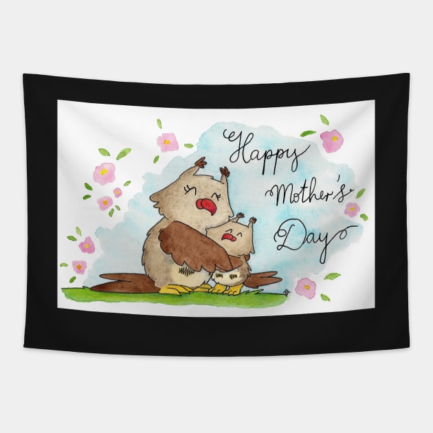 Happy Mother's Day Owls Tapestry by nicolejanes