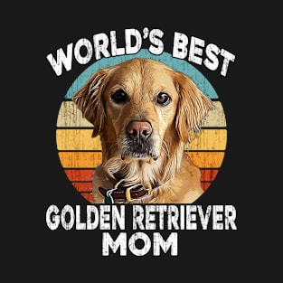 Golden Retriever Mother's Day - World's Best Golden Retriever Mom - Funny Puppy Dog Golden Reteiver Gift Vintage Retro T-Shirt