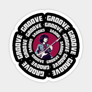 Groove – Retro Music Vibe Bass Player Design Magnet