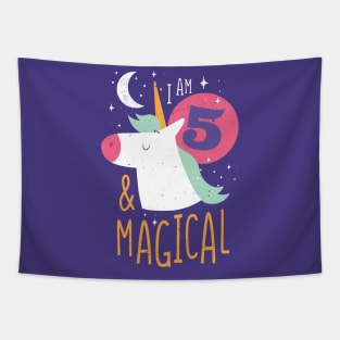 I'm 5 & Magical | Fun Unicorn Birthday Tapestry