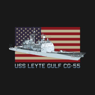 Leyte Gulf CG-55 Ship Diagram American Flag Gift T-Shirt