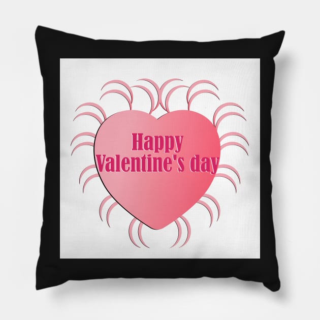 Happy Valentine's day greeting card with hearts background. Pillow by ikshvaku