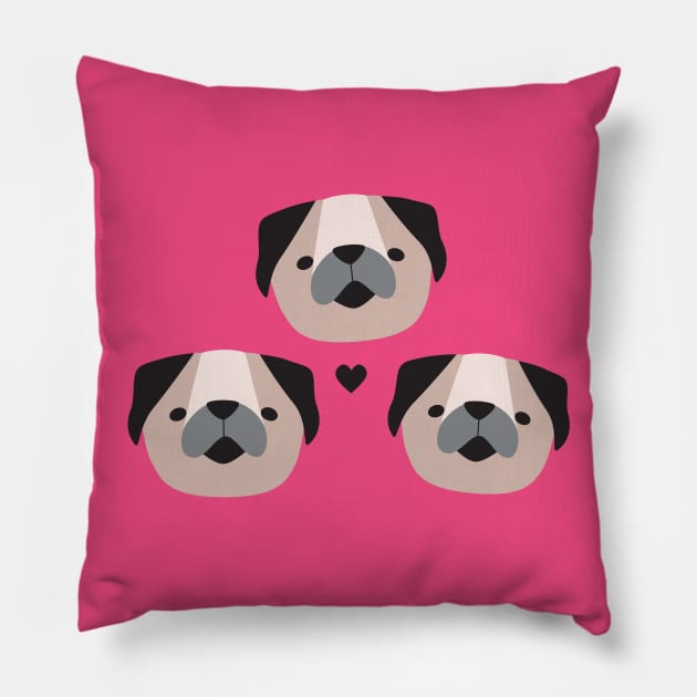 Pudgy Pugs I Pillow by littleoddforest