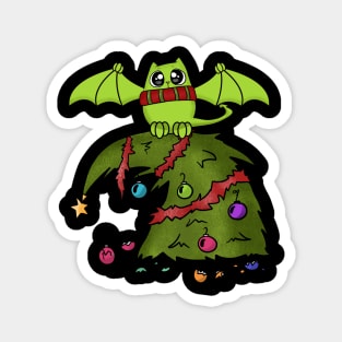 Bat Dragon Cat on Christmas Tree Magnet