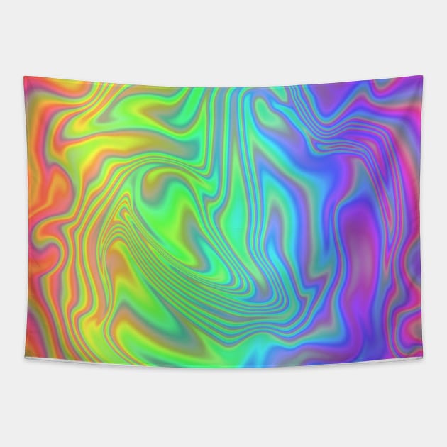 Psychedelic Rainbow Swirly Zebra Stripes Print Tapestry by Art by Deborah Camp