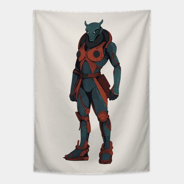 The Sauroid One (Japanese Ukiyo-e Woodblock Print) Tapestry by Funky Edge Underground