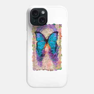 Romantic blue butterfly with flowers exotic design Phone Case