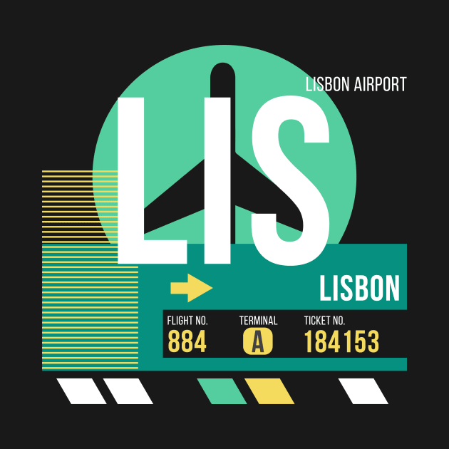 Lisbon (LIS) Airport // Retro Sunset Baggage Tag by Now Boarding