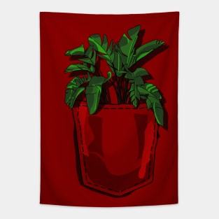 Plant in my Pocket - Monstera Plant in Shirt Pocket Tapestry