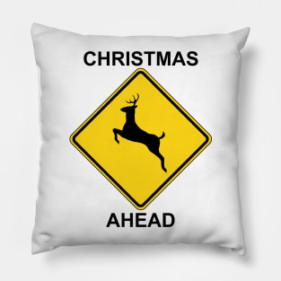 Christmas Ahead Traffic Sign Pillow