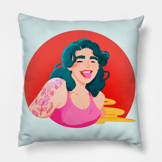 Flower Fun Pillow by kjm.illustrations