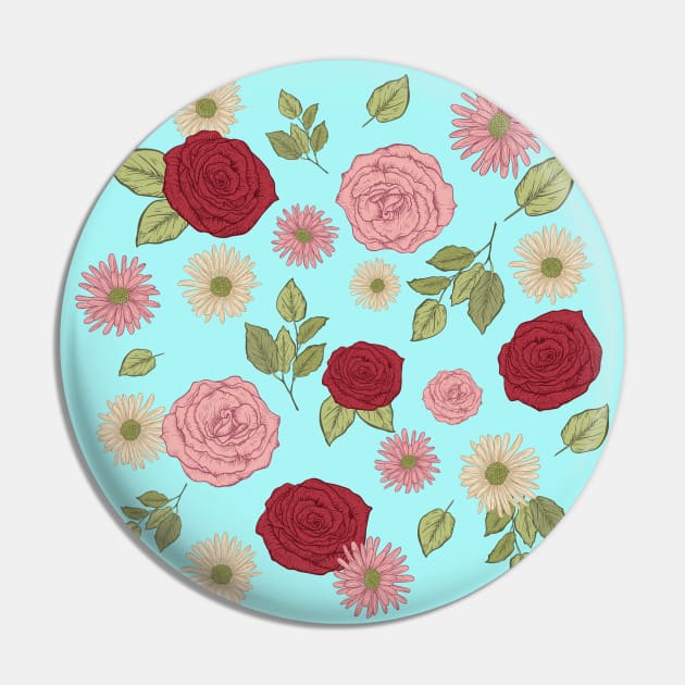 Vintage Roses Pattern Pin by SWON Design