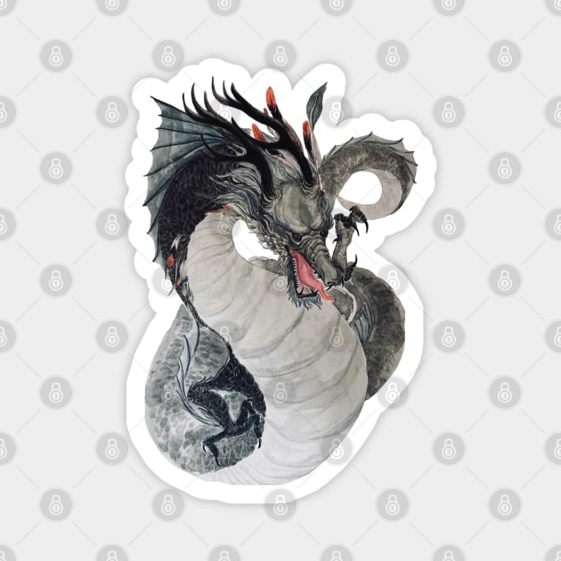 Chinese Black Dragon God Magnet by MaknArt