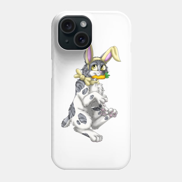 Bobtail BunnyCat: Grey Bicolor Tabby (Yellow) Phone Case by spyroid101