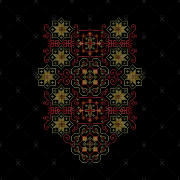 Palestinian Jordanian Traditional Tatreez Realistic Colorful Palestine Embroidery Pattern #13 -color by QualiTshirt