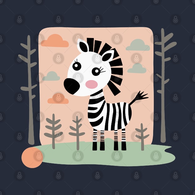 Cute Zebra in the wilderness - baby design by craftydesigns