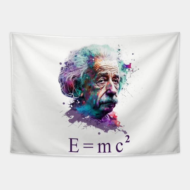 Albert Einstein E=mc2 design, Tapestry by Buff Geeks Art