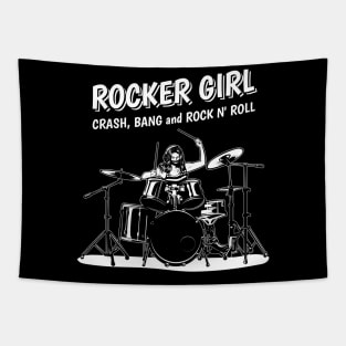 Crash, Bank and Rock n' Roll with Rocker Girl Drummer Tapestry