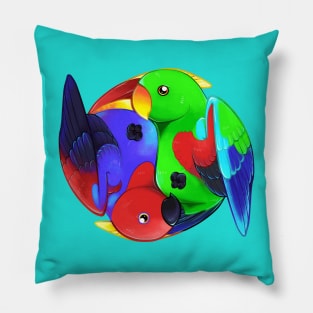 Dimorphism - Eclectus Parrots (Teal) Pillow