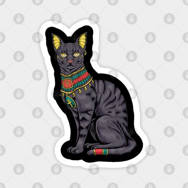 With ankh and hieroglyphics - Egyptian cat Magnet by Modern Medieval Design