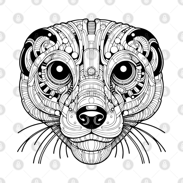 Biomechanical Meerkat: An Advanced Futuristic Graphic Artwork with Abstract Line Patterns by AmandaOlsenDesigns