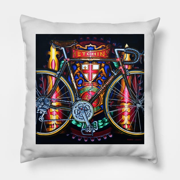 Hetchins Curly Bicycle Pillow by markhowardjones