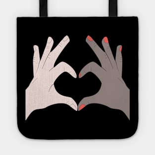 Hands Making Heart Shape Love Sign Language Valentine's Day Tote