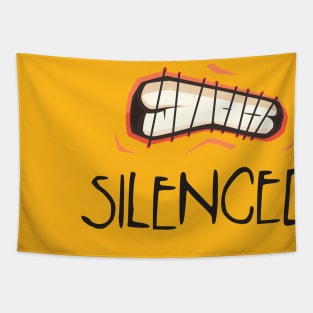 Silenced sewn lips protest Tapestry