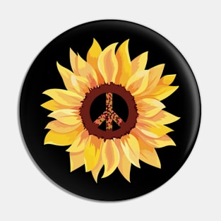 Sunflowers Peace Symbols Hippy Hippie Pin