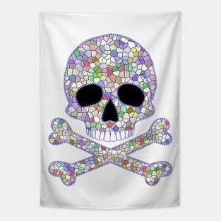 Mosaic Skull and Tile Crossbones Tapestry