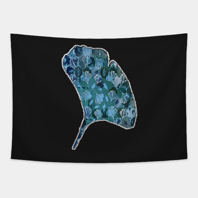 Mosaic Ginkgo (Sapphire Blue) Tapestry by RoxanneG