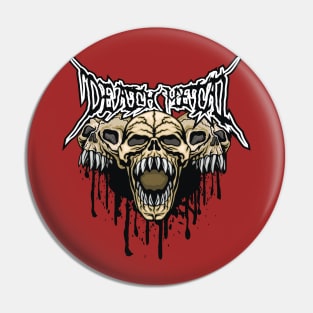 Death Metal Screaming Skulls with Fangs Halloween Pin