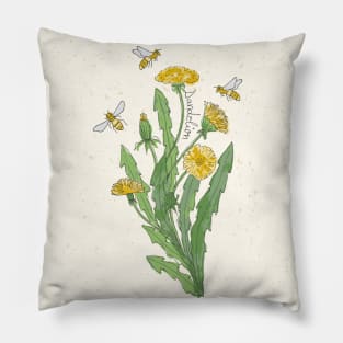 Wildflower Dandelion honey bee Pillow