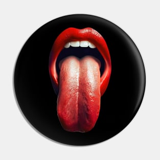 Hot red lips Long Tongue out Pin